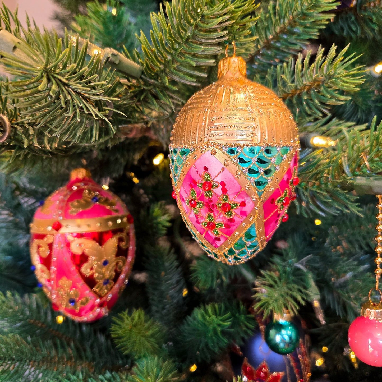 SMALL PINK & AQUA FABERGÉ EGG