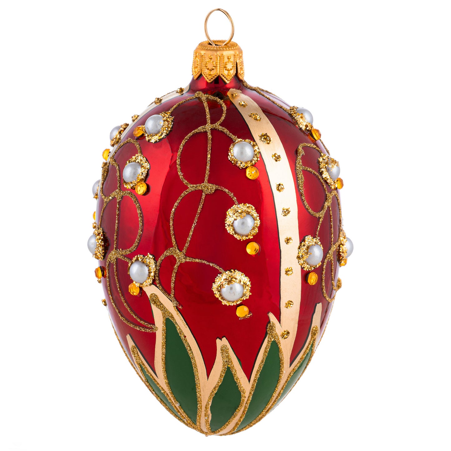 SMALL LILY OF THE VALLEY FABERGÉ EGG IN PINK