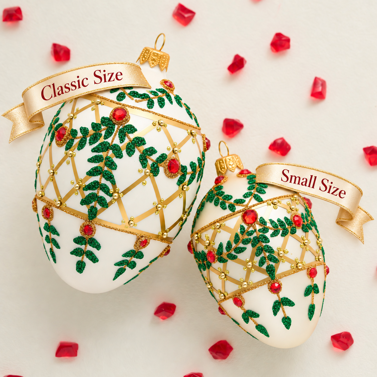 SMALL FESTIVE WHITE FABERGÉ EGG