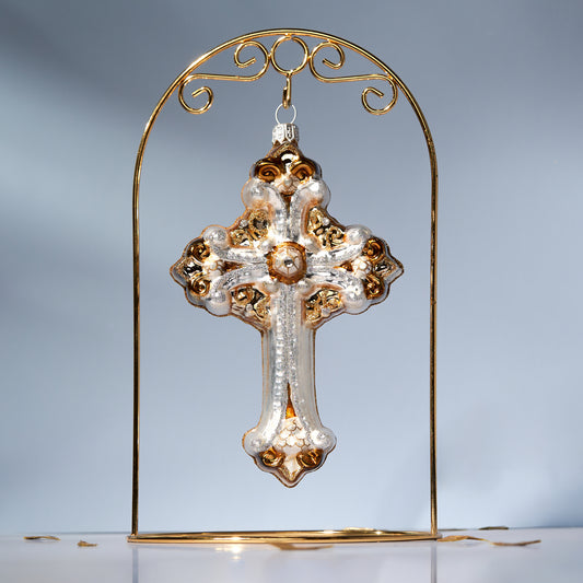 ELEGANT WHITE & GOLD CROSS