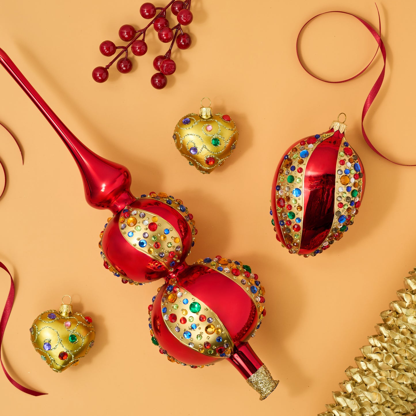 HOLIDAY RED FABERGÉ EGG WITH CRYSTALS