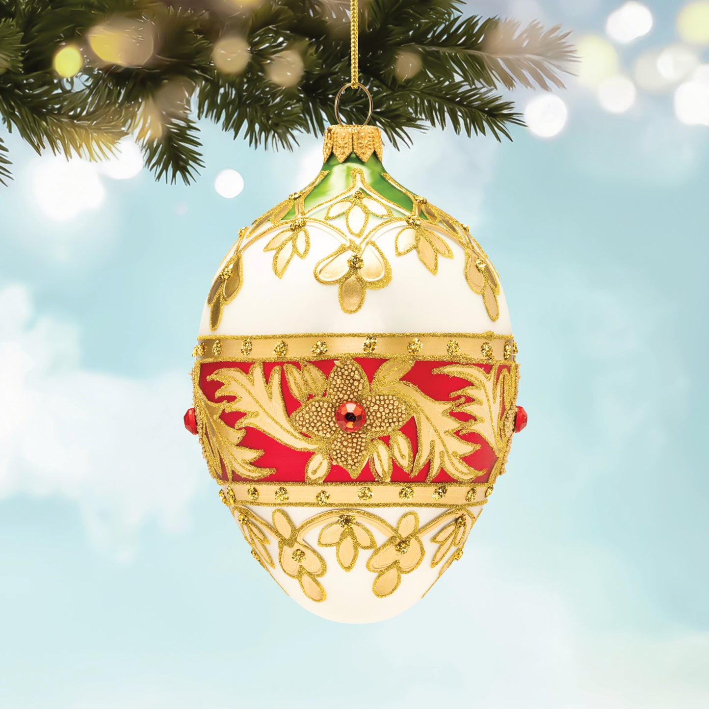 RED, WHITE & GOLD FABERGÉ EGG