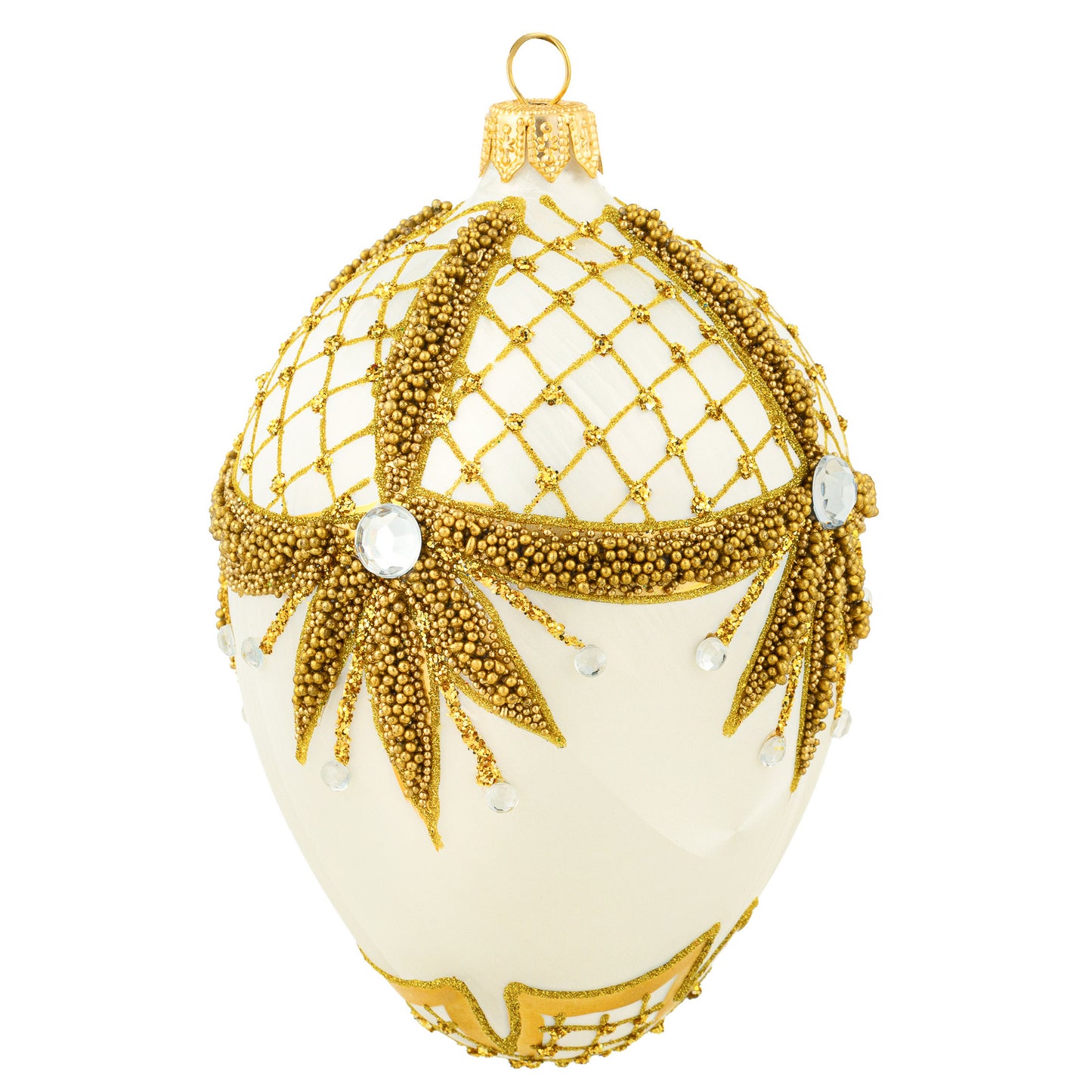 FESTIVE WHITE & GOLD FABERGÉ EGG