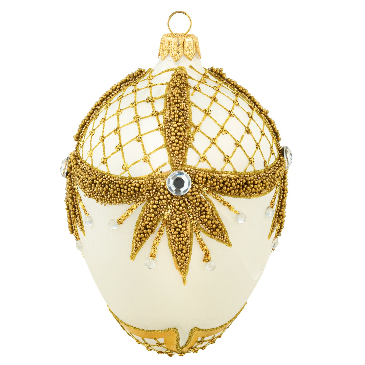 FESTIVE WHITE & GOLD FABERGÉ EGG