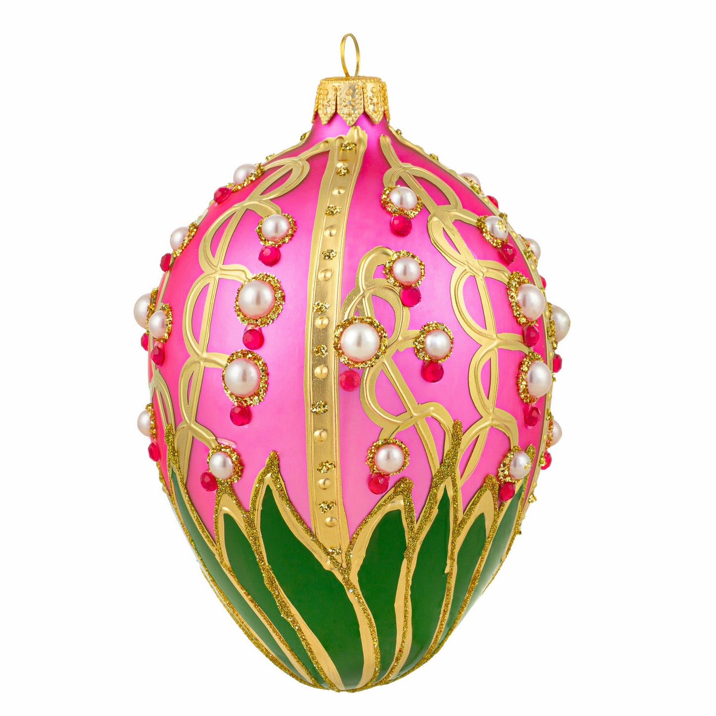PINK FABERGÉ EGG WITH LILY OF THE VALLEY PATTERN