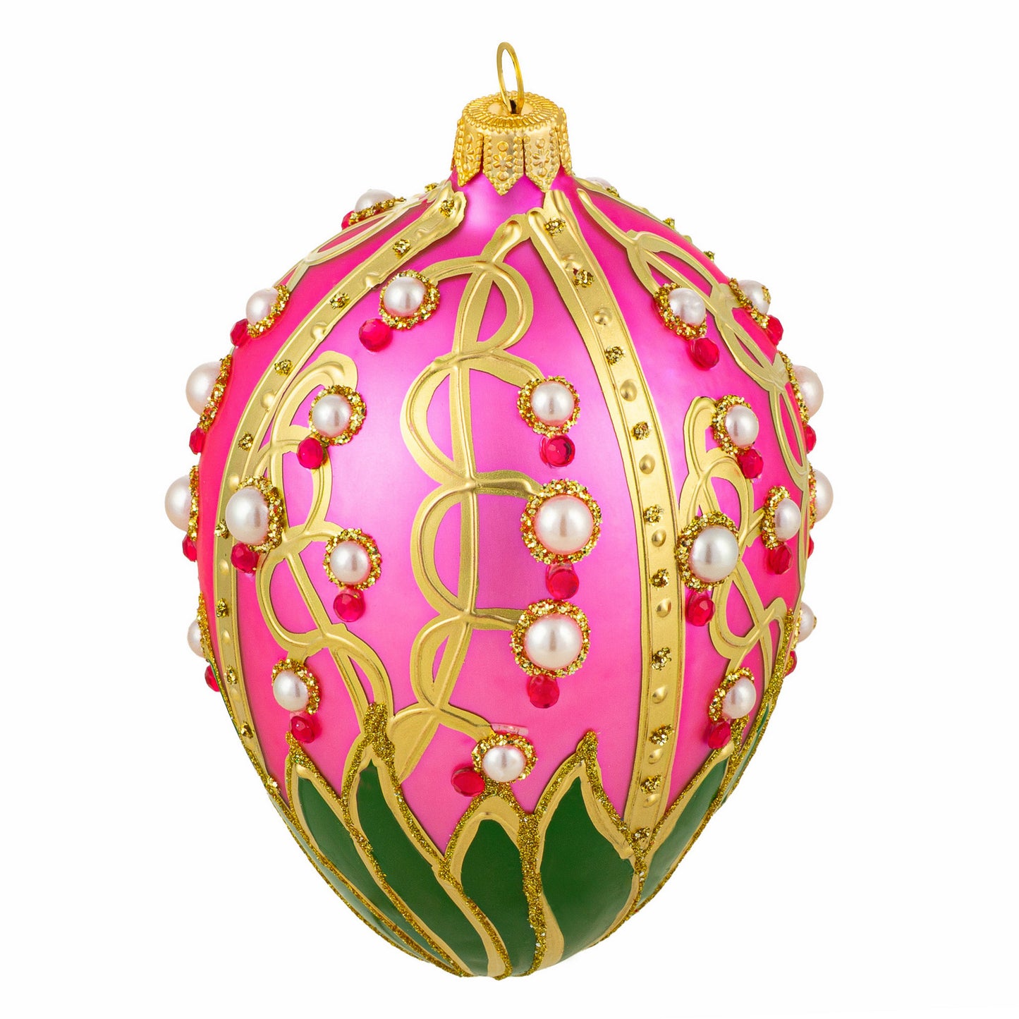 PINK FABERGÉ EGG WITH LILY OF THE VALLEY PATTERN