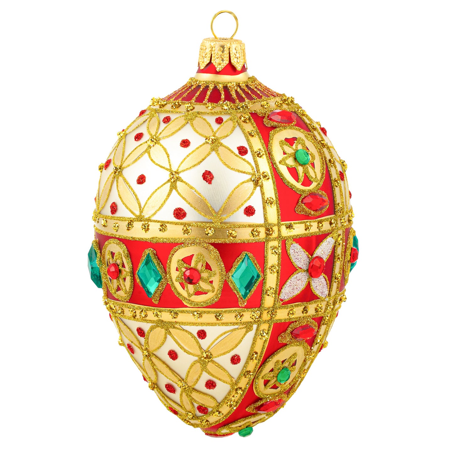 ELEGANT RED & GOLD FABERGÉ EGG