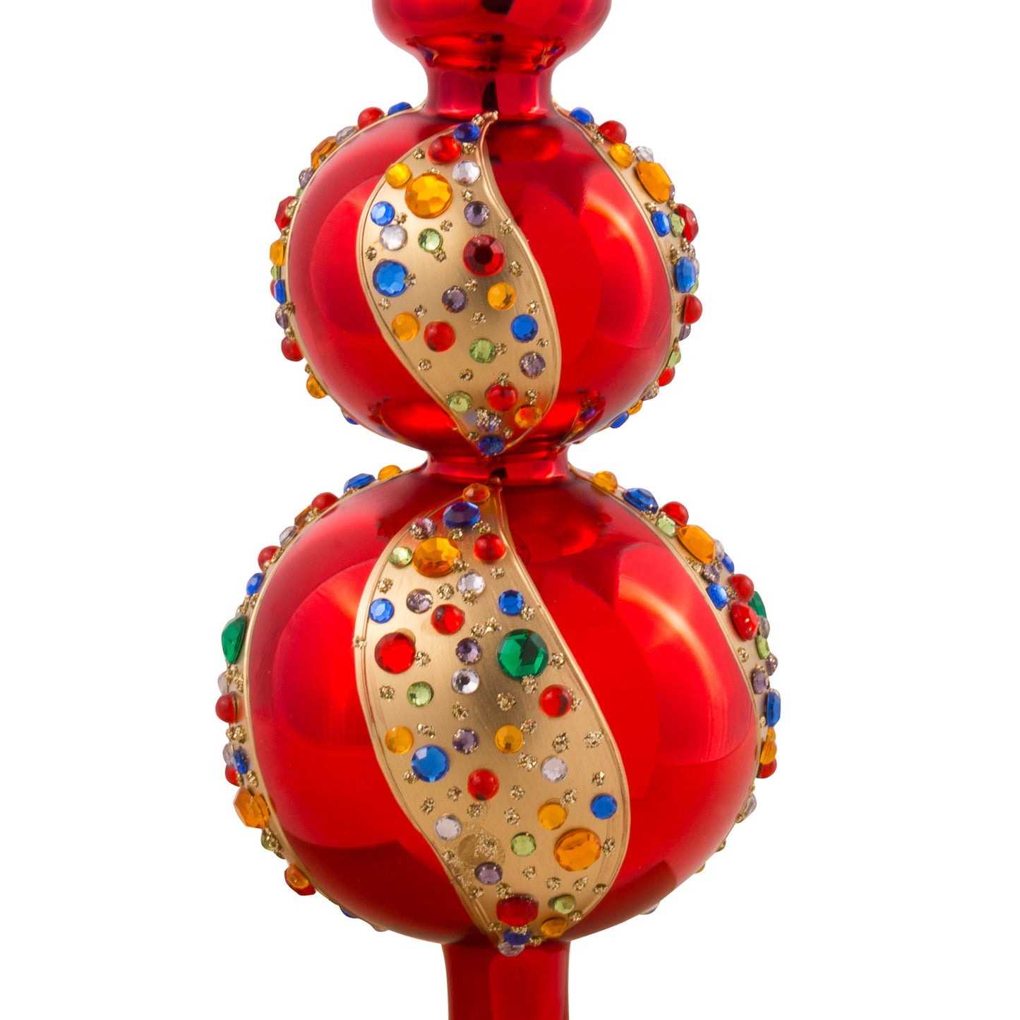HOLIDAY RED TREE TOPPER WITH CRYSTALS