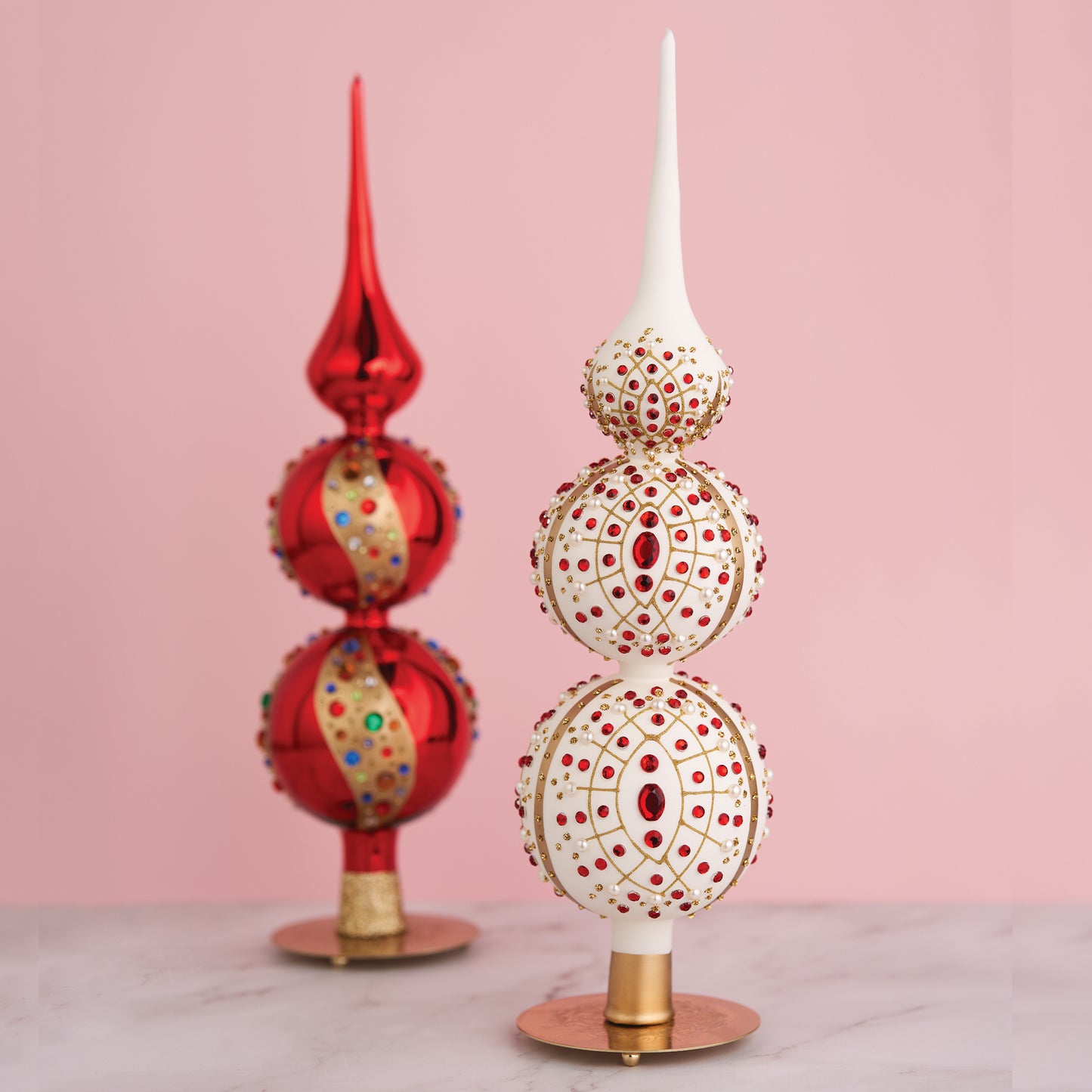 SNOW WHITE TREE TOPPER WITH RED CRYSTALS