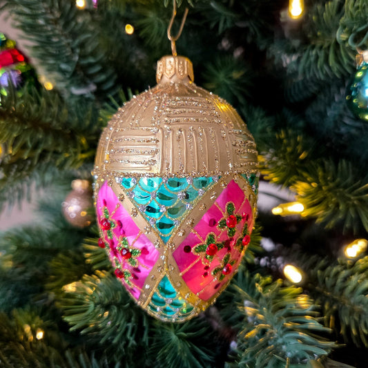 SMALL PINK & AQUA FABERGÉ EGG