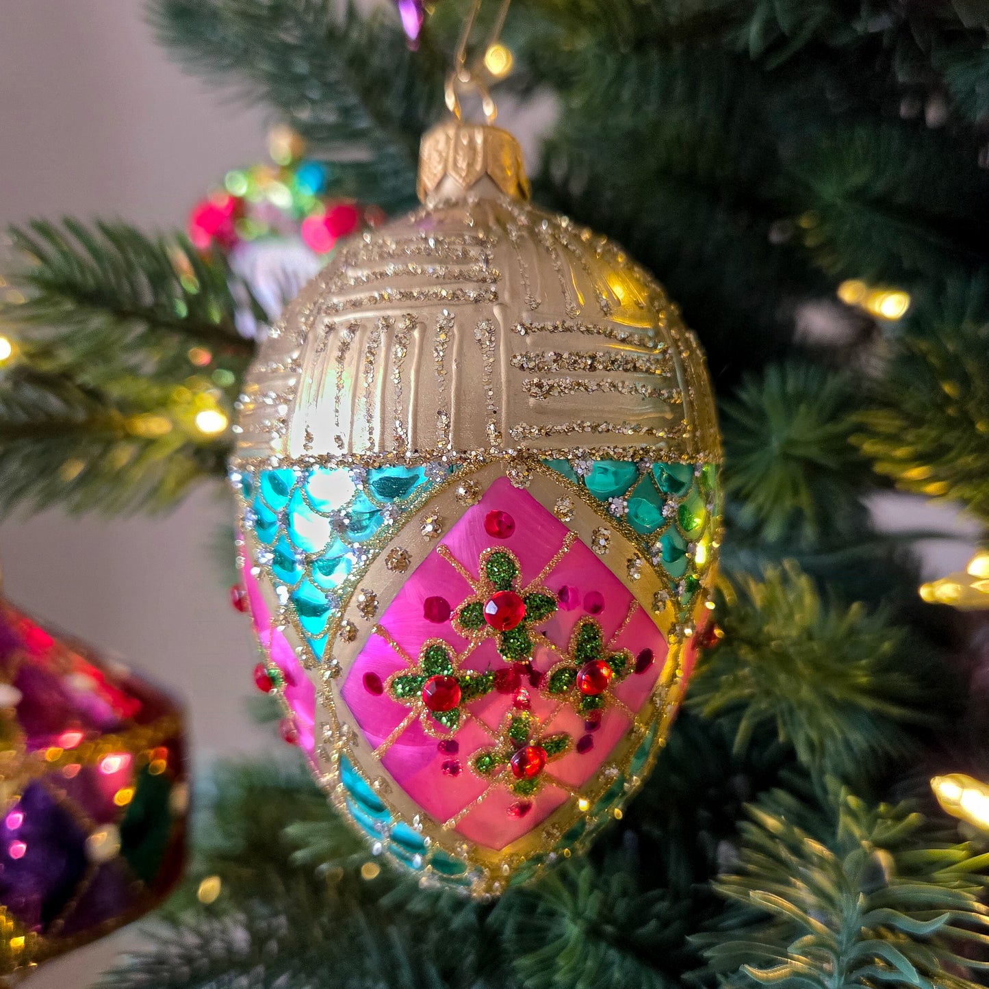 SMALL PINK & AQUA FABERGÉ EGG