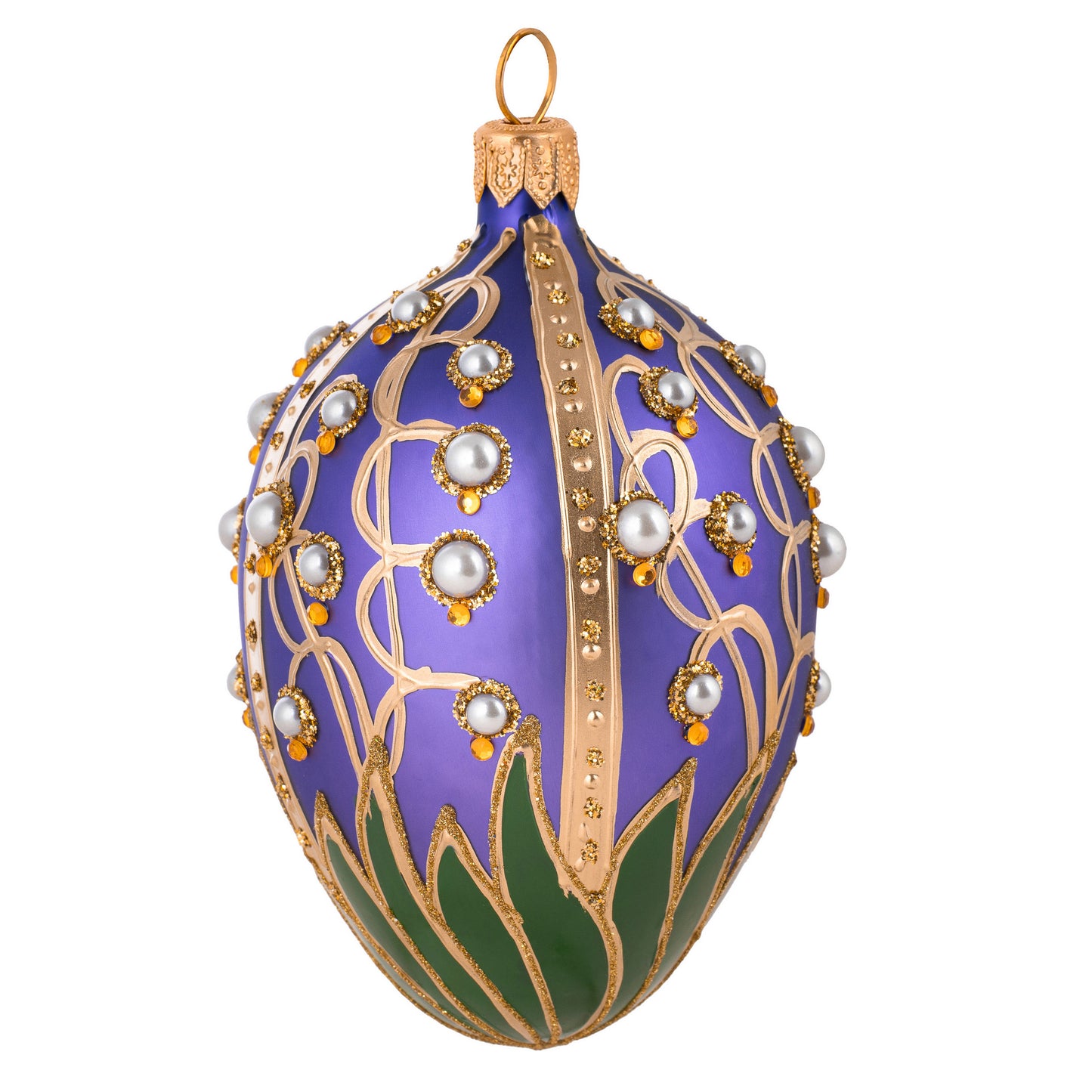 PURPLE FABERGÉ EGG WITH LILY OF THE VALLEY PATTERN