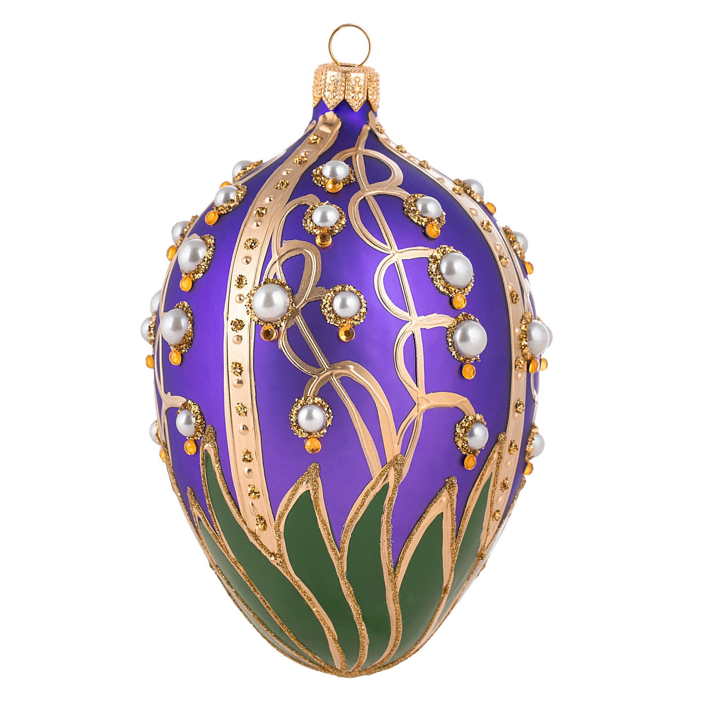 PURPLE FABERGÉ EGG WITH LILY OF THE VALLEY PATTERN