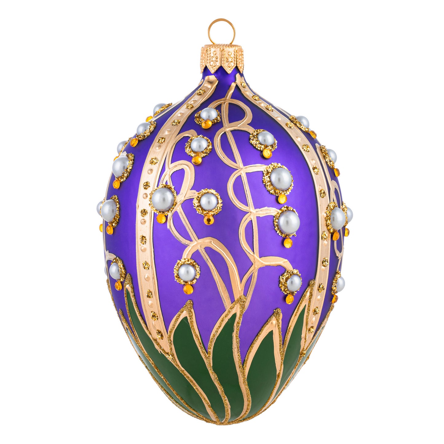 PURPLE FABERGÉ EGG WITH LILY OF THE VALLEY PATTERN