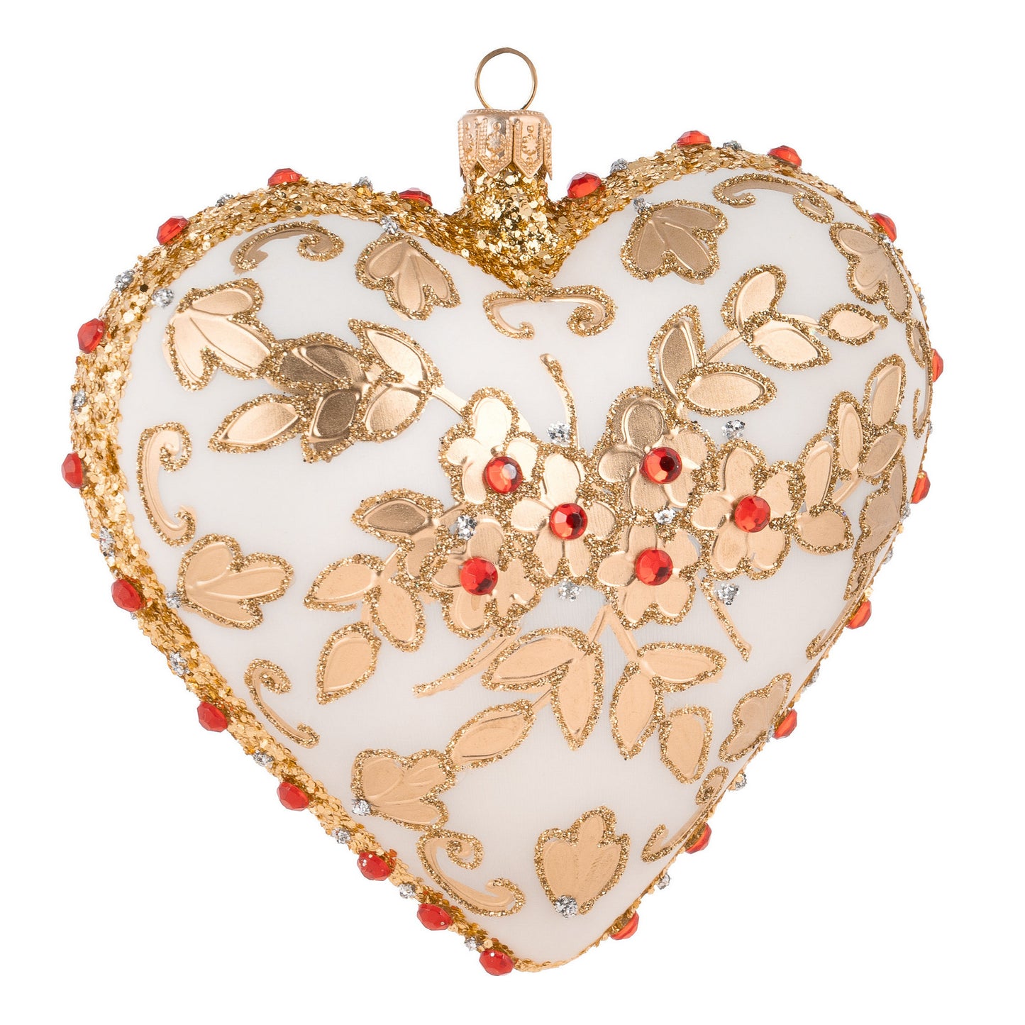 EMBELLISHED WHITE & GOLD HEART