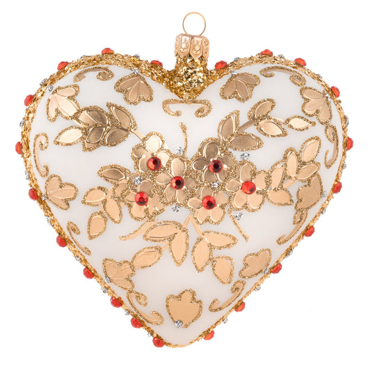 EMBELLISHED WHITE & GOLD HEART