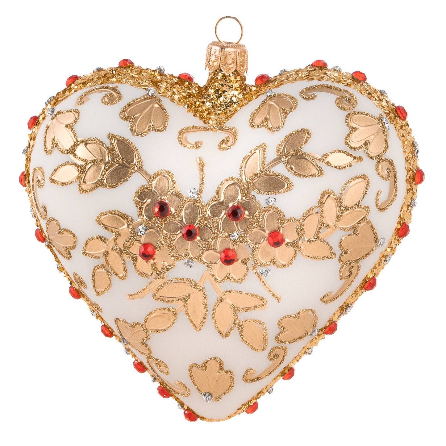 EMBELLISHED WHITE & GOLD HEART