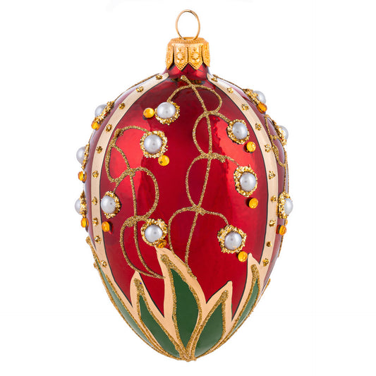 SMALL LILY OF THE VALLEY FABERGÉ EGG IN PINK