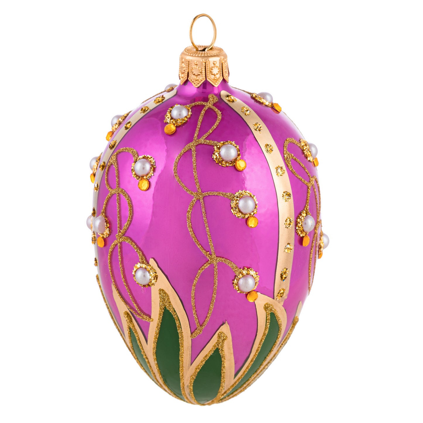 SMALL LILY OF THE VALLEY FABERGÉ EGG IN PINK