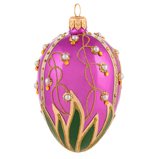 SMALL LILY OF THE VALLEY FABERGÉ EGG IN PINK