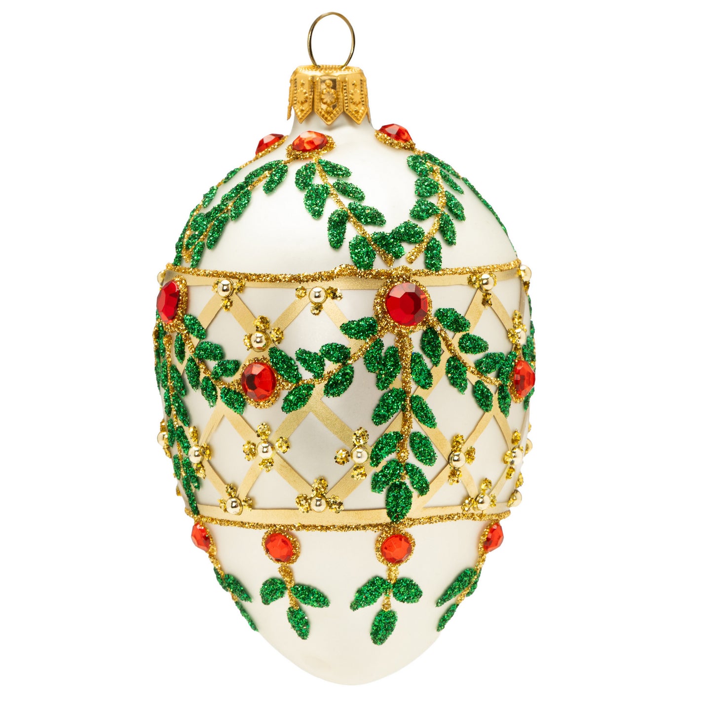 SMALL FESTIVE WHITE FABERGÉ EGG