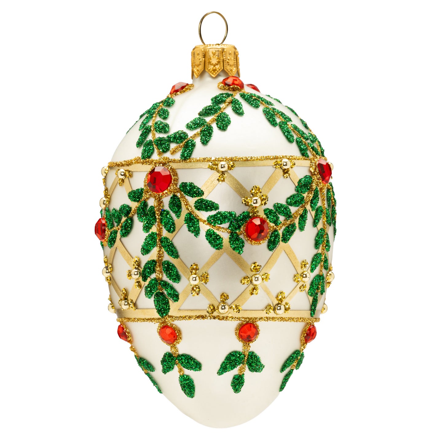 SMALL FESTIVE WHITE FABERGÉ EGG