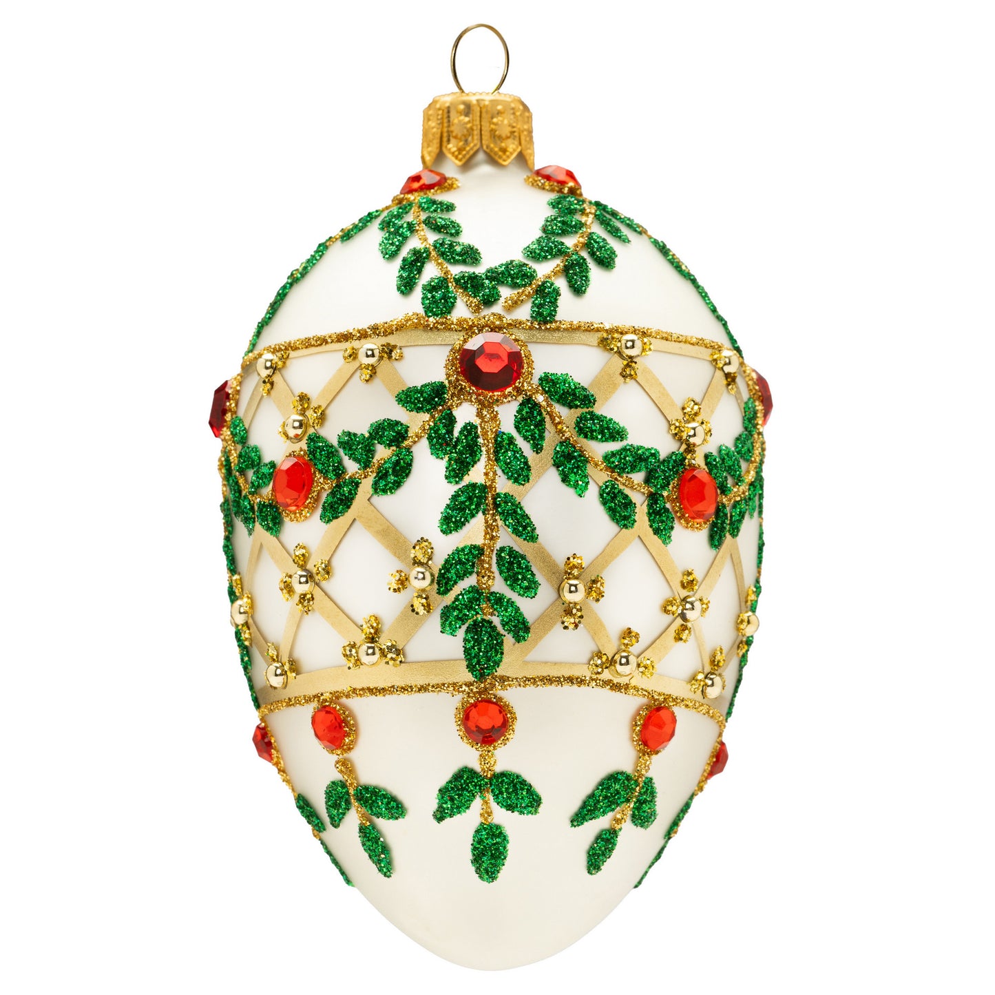 SMALL FESTIVE WHITE FABERGÉ EGG