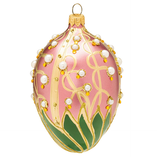 LILY OF THE VALLEY FABERGÉ EGG IN DUSTY ROSE