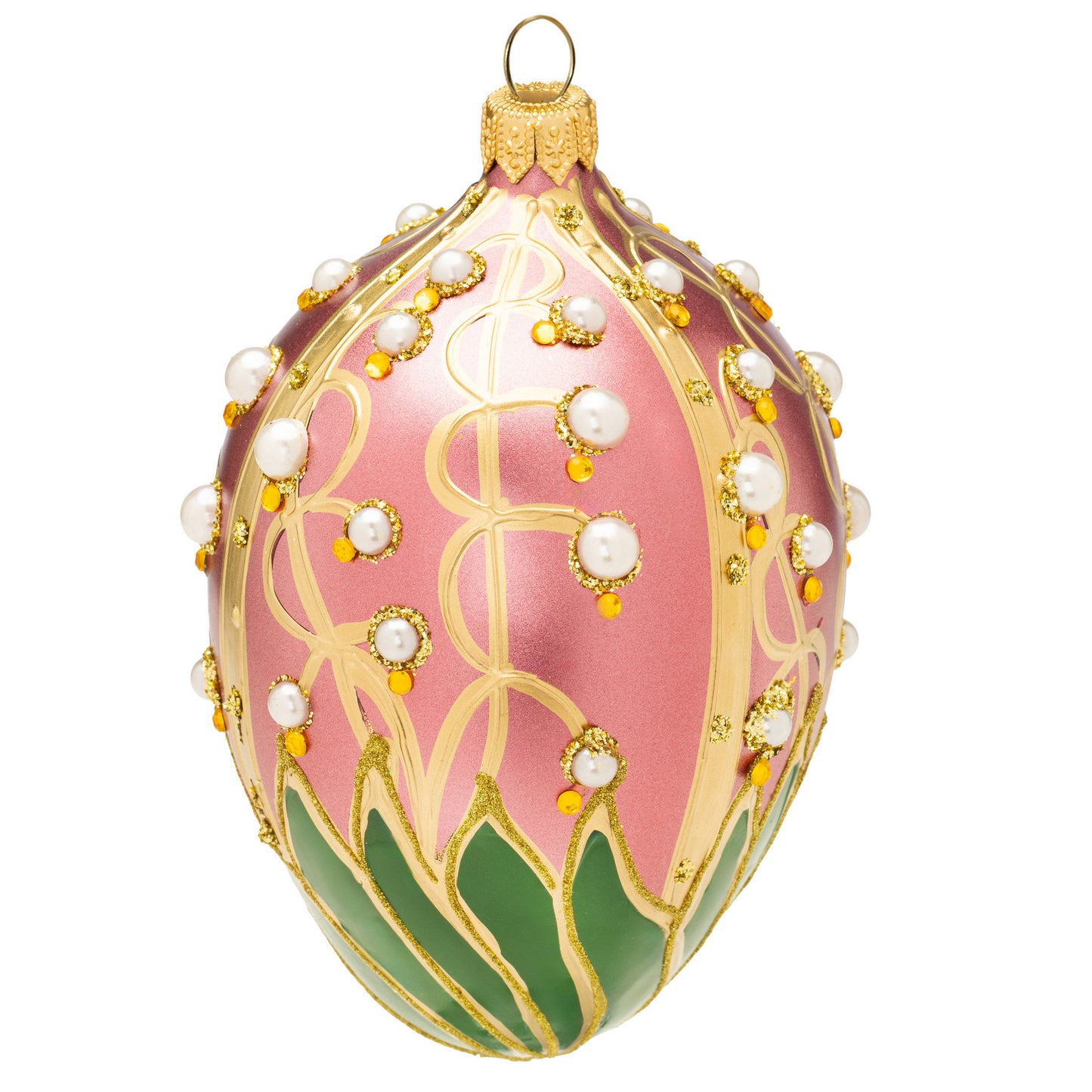 LILY OF THE VALLEY FABERGÉ EGG IN DUSTY ROSE