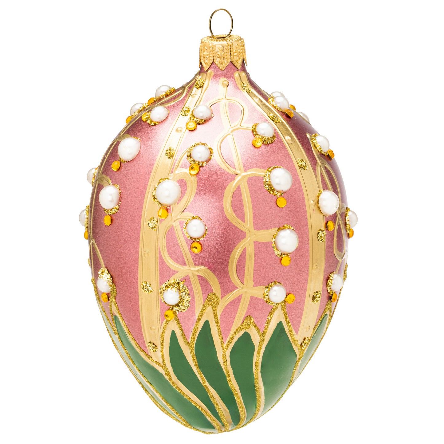 LILY OF THE VALLEY FABERGÉ EGG IN DUSTY ROSE