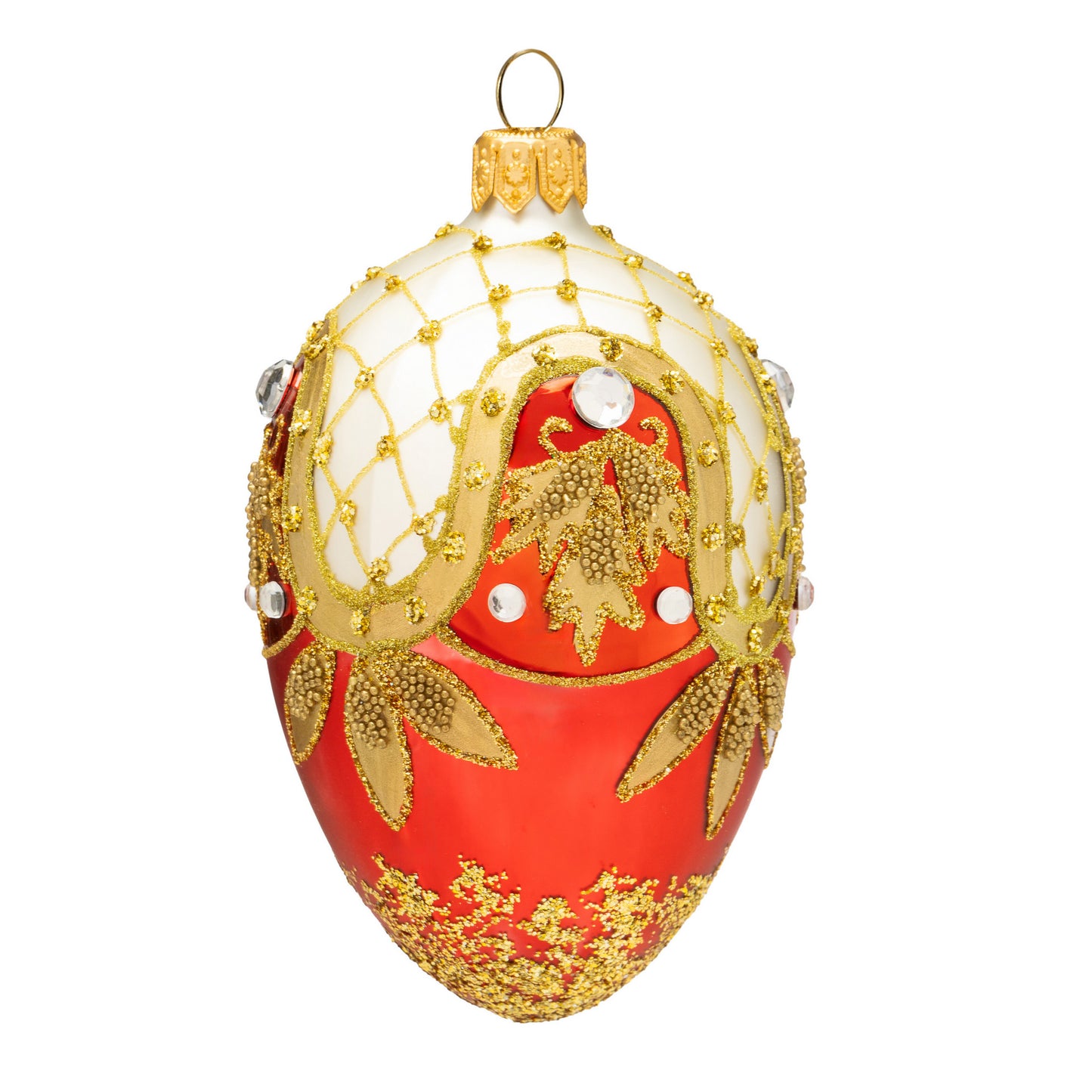 SMALL RED & GOLD FABERGÉ EGG