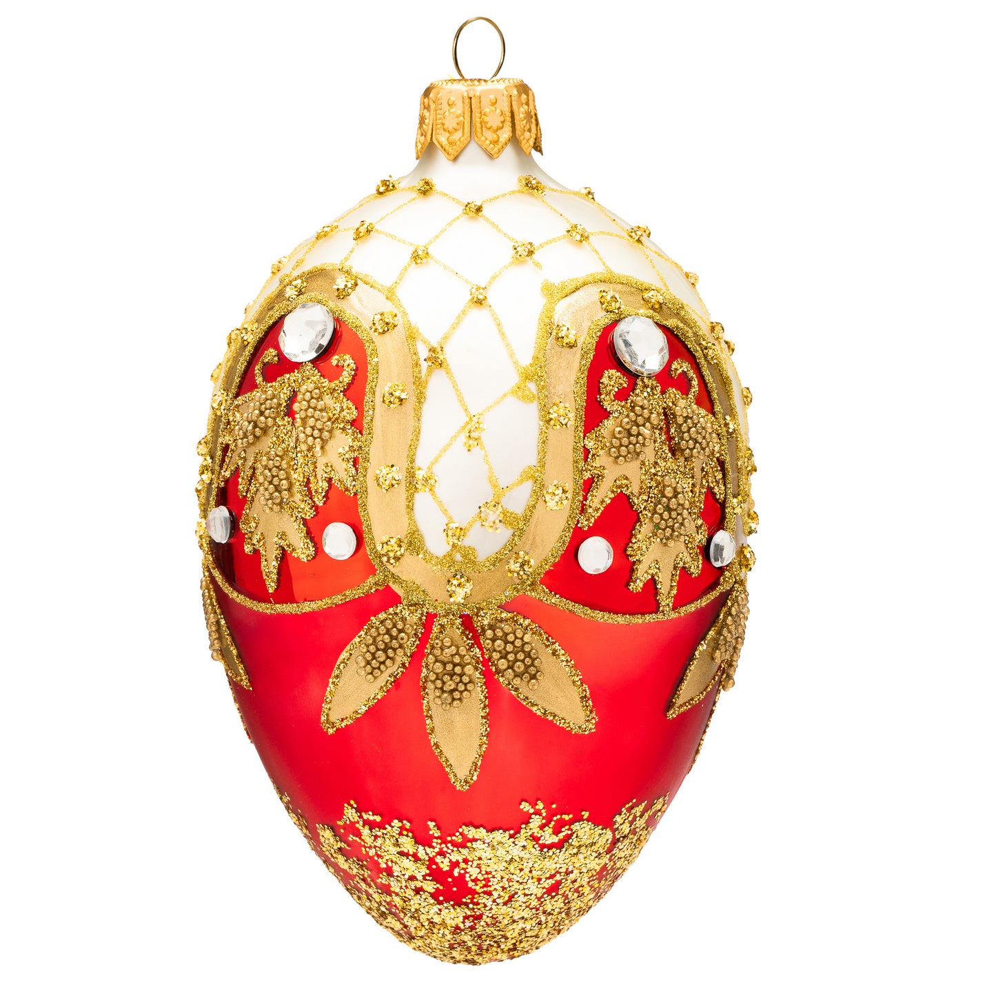 SMALL RED & GOLD FABERGÉ EGG