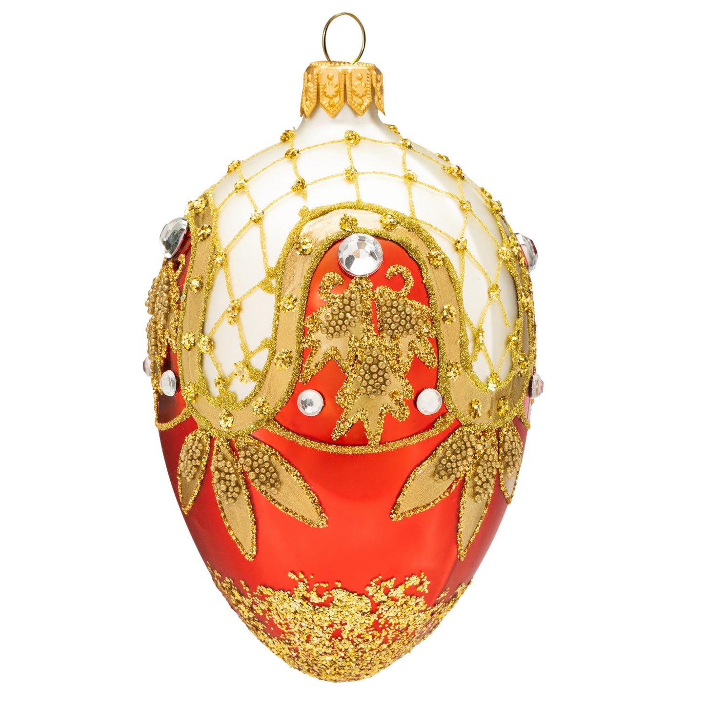 SMALL RED & GOLD FABERGÉ EGG