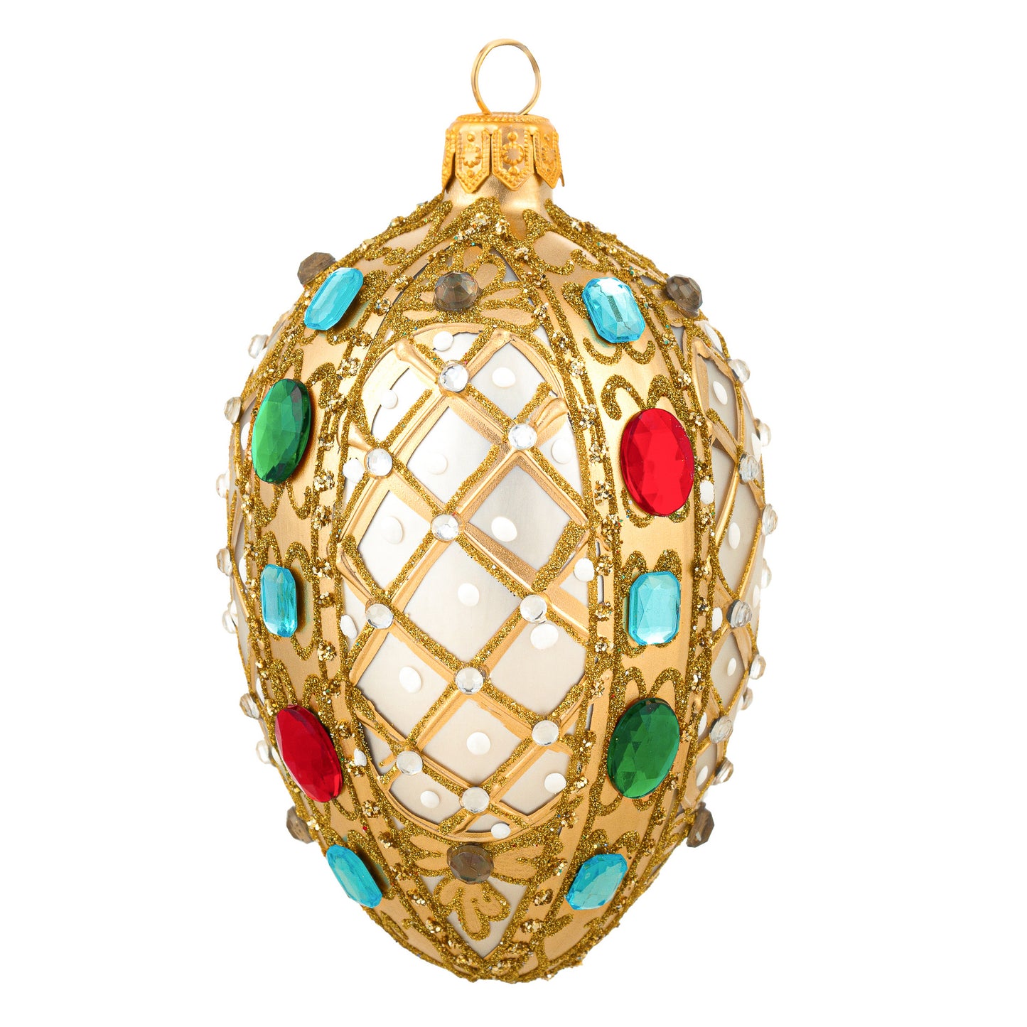 SMALL GOLD FABERGÉ EGG WITH CRYSTALS