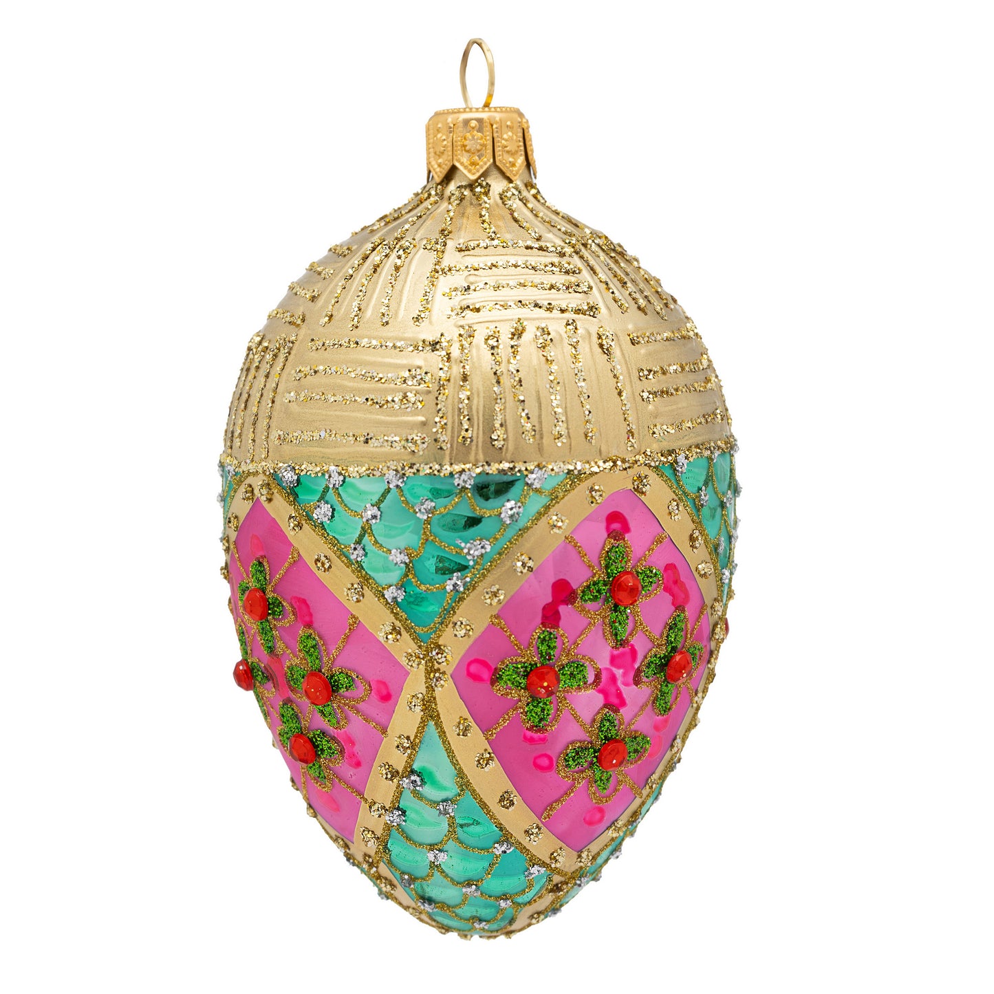 SMALL PINK & AQUA FABERGÉ EGG