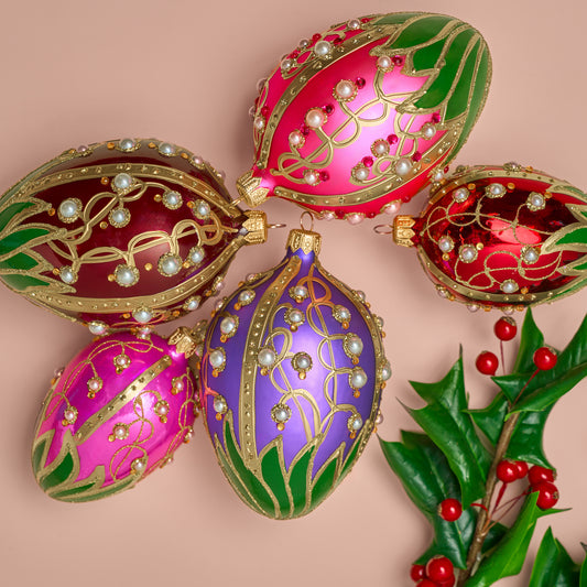 SMALL LILY OF THE VALLEY FABERGÉ EGG IN PINK