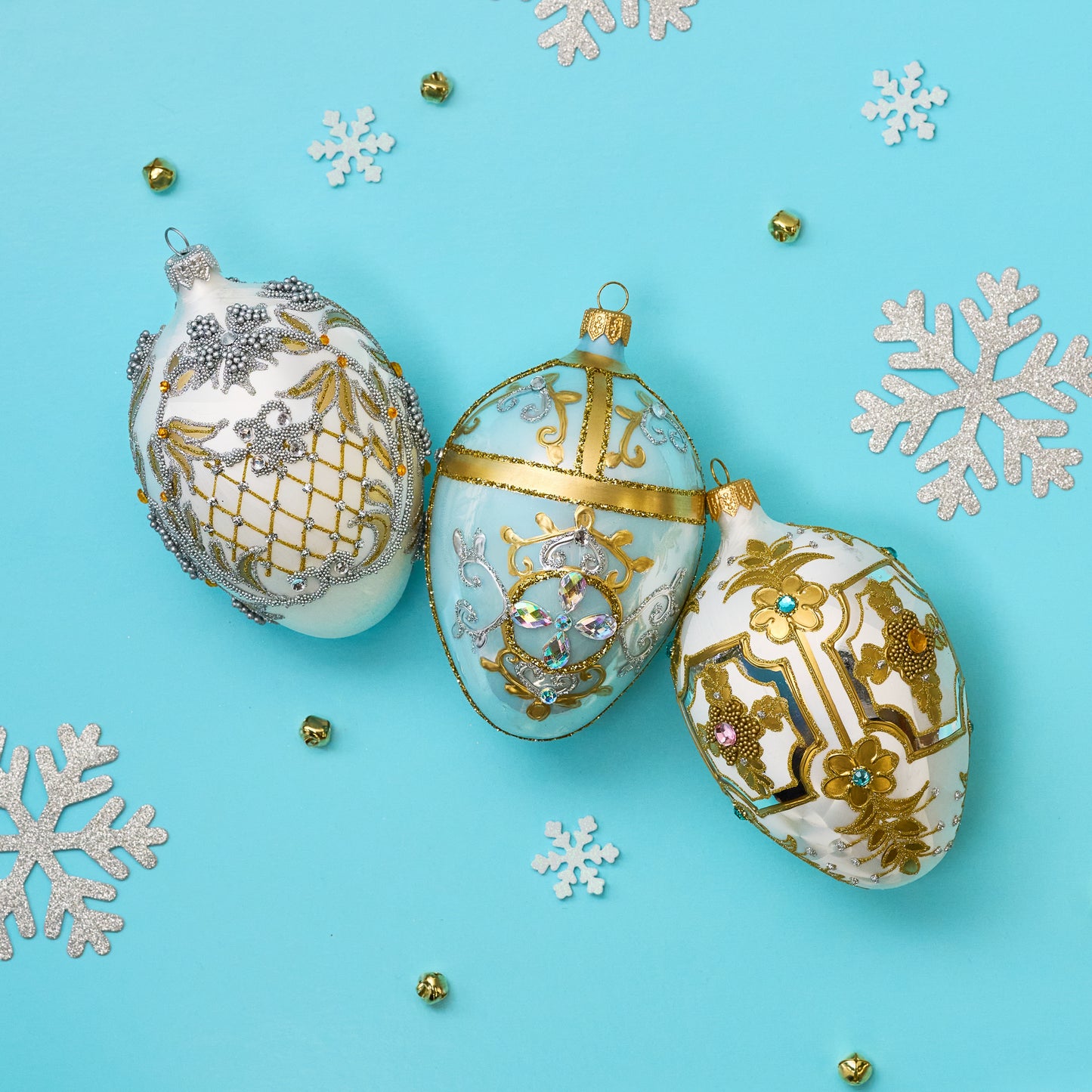 EMBELLISHED WHITE & GOLD FABERGÉ EGG