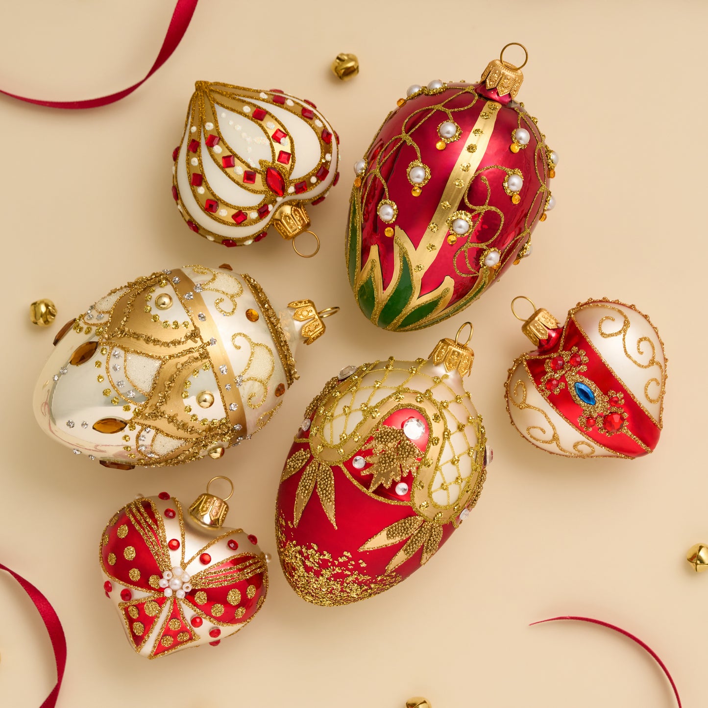 SMALL RED & GOLD FABERGÉ EGG