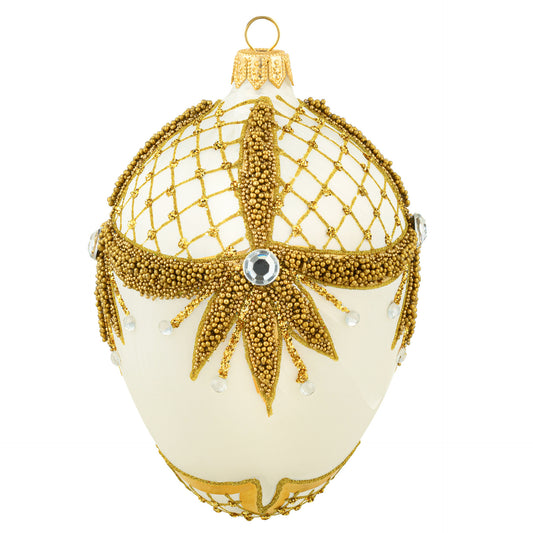 FESTIVE WHITE & GOLD FABERGÉ EGG