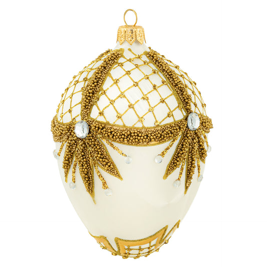 FESTIVE WHITE & GOLD FABERGÉ EGG