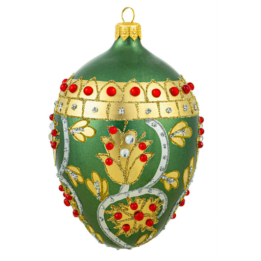 ELEGANT GREEN & GOLD FABERGÉ EGG