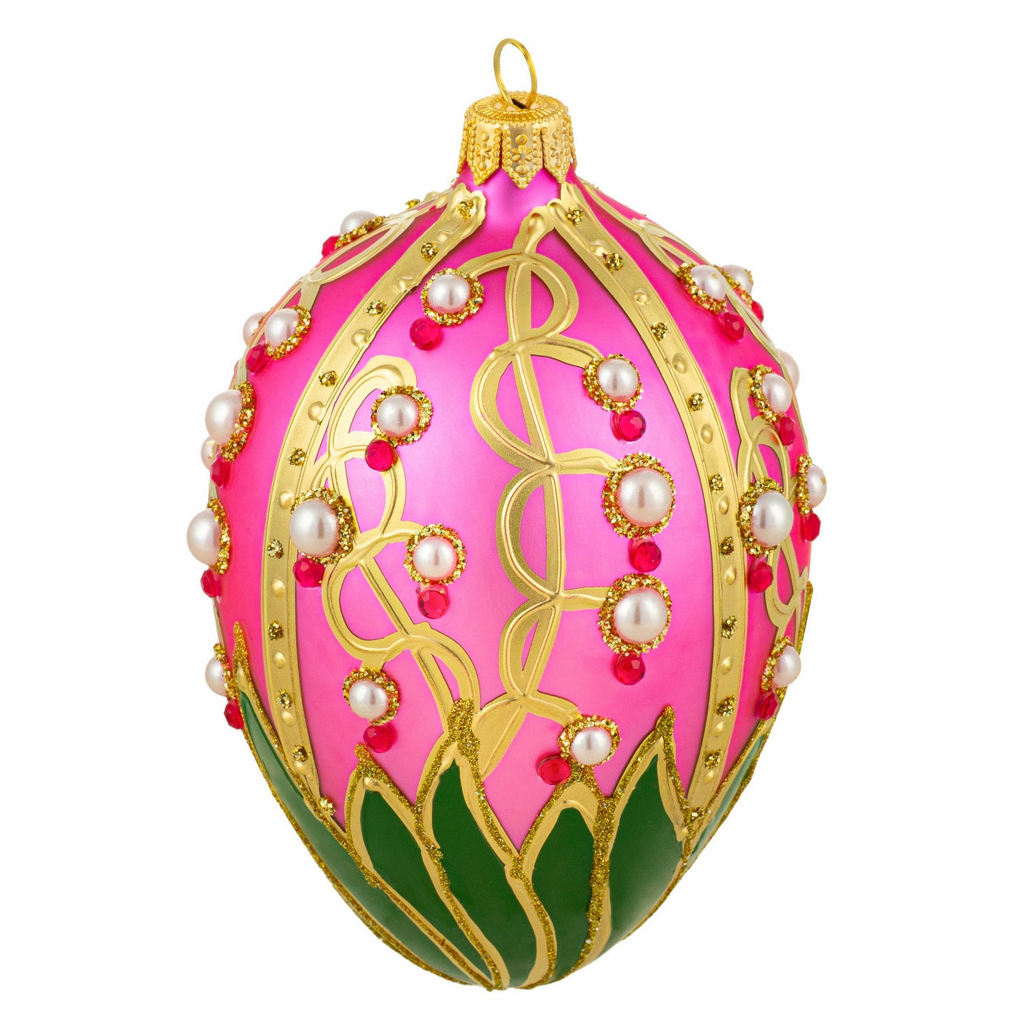 PINK FABERGÉ EGG WITH LILY OF THE VALLEY PATTERN