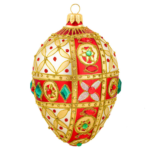 ELEGANT RED & GOLD FABERGÉ EGG