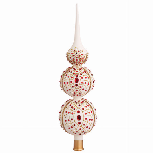 SNOW WHITE TREE TOPPER WITH RED CRYSTALS