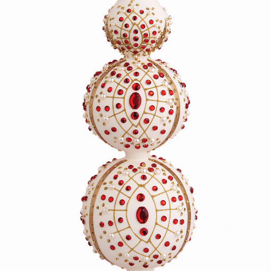 SNOW WHITE TREE TOPPER WITH RED CRYSTALS