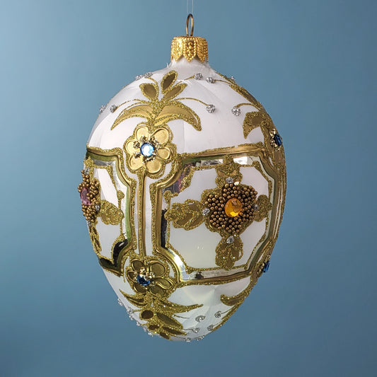 WHITE & GOLD FABERGÉ EGG