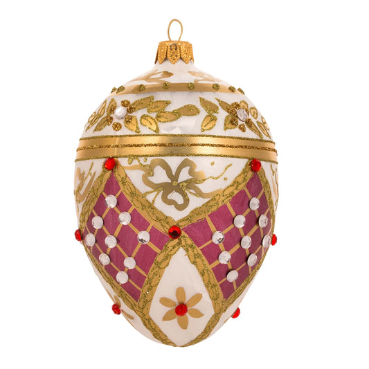 MAUVE PINK & GOLD FABERGÉ EGG