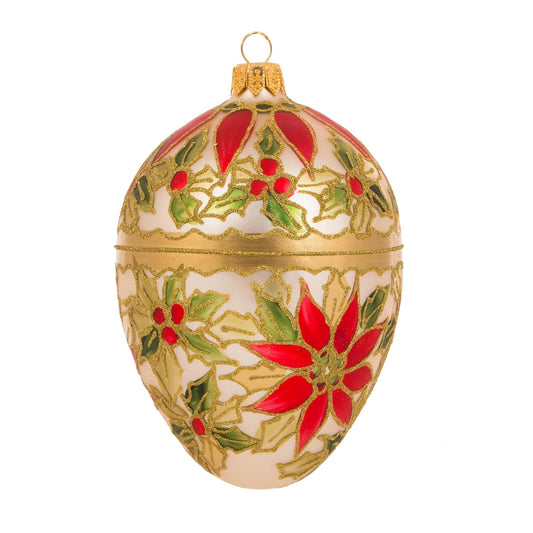 GOLD FABERGÉ EGG WITH RED POINSETTIA PATTERN