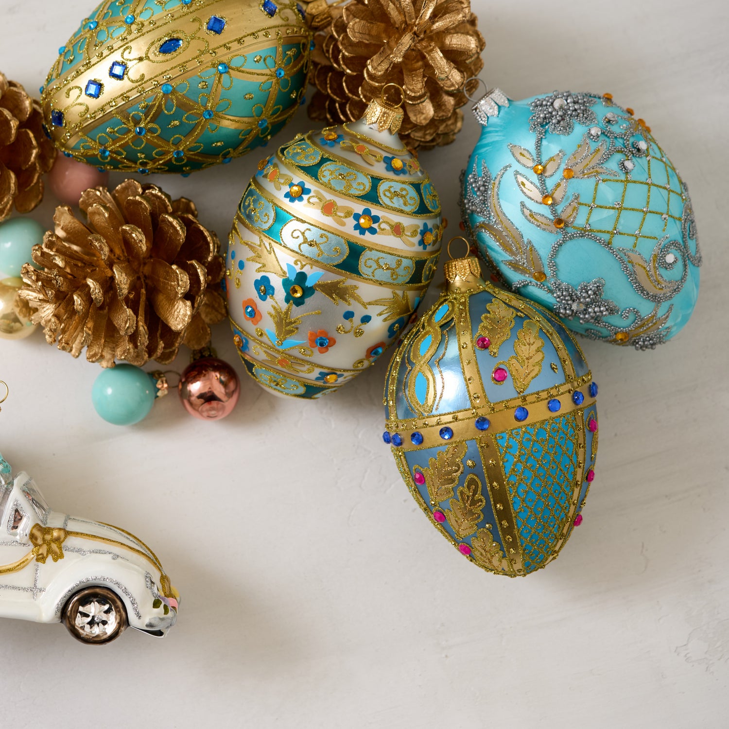 New Slide Charm Wholesale Free Shipping Blue Easter Faberge Egg Flower  Dangle Golden Charm Bracelet Spacers 1