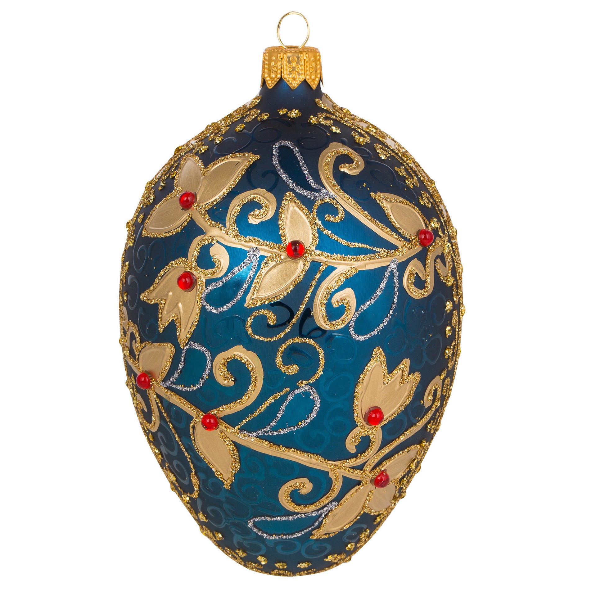 ELEGANT BLUE & GOLD FABERGÉ EGG – Miss Christmas